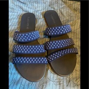 Rothy's Blue and Black Sandals